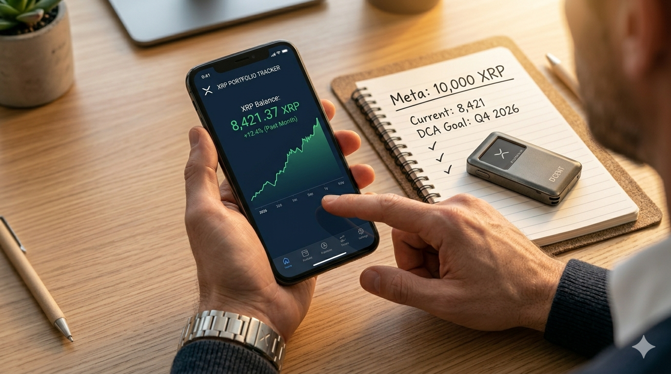 Estrategia personal de acumulación de XRP hacia la meta de 10,000 XRP con DCA mensual y hardware wallet D'CENT
