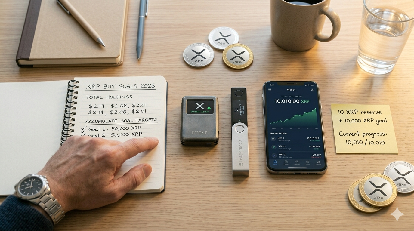 Estrategia de acumulación XRP considerando la reserva mínima: meta de 10,000 XRP más 10 XRP de reserva en hardware wallet