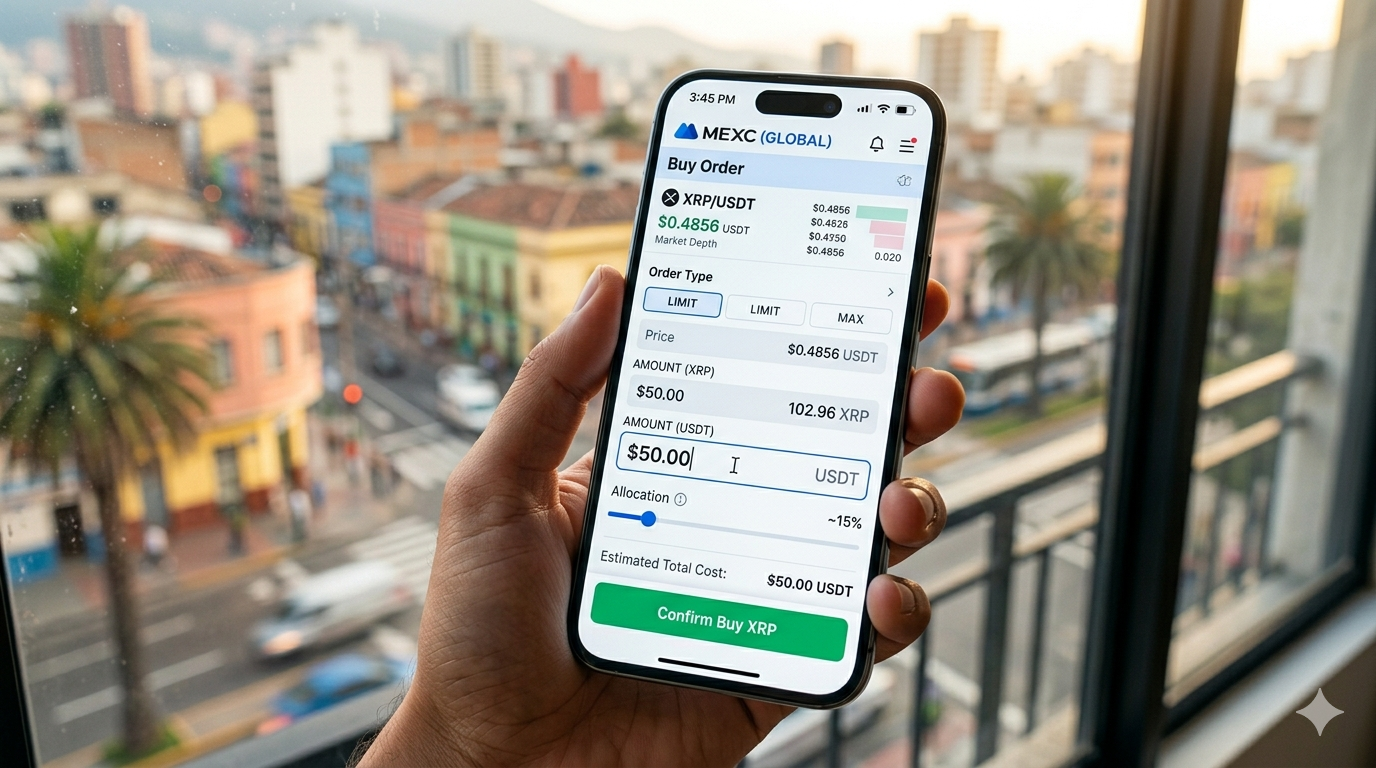 Comprar XRP desde Latinoamérica en el exchange: pantalla de confirmación de compra de XRP en exchange móvil