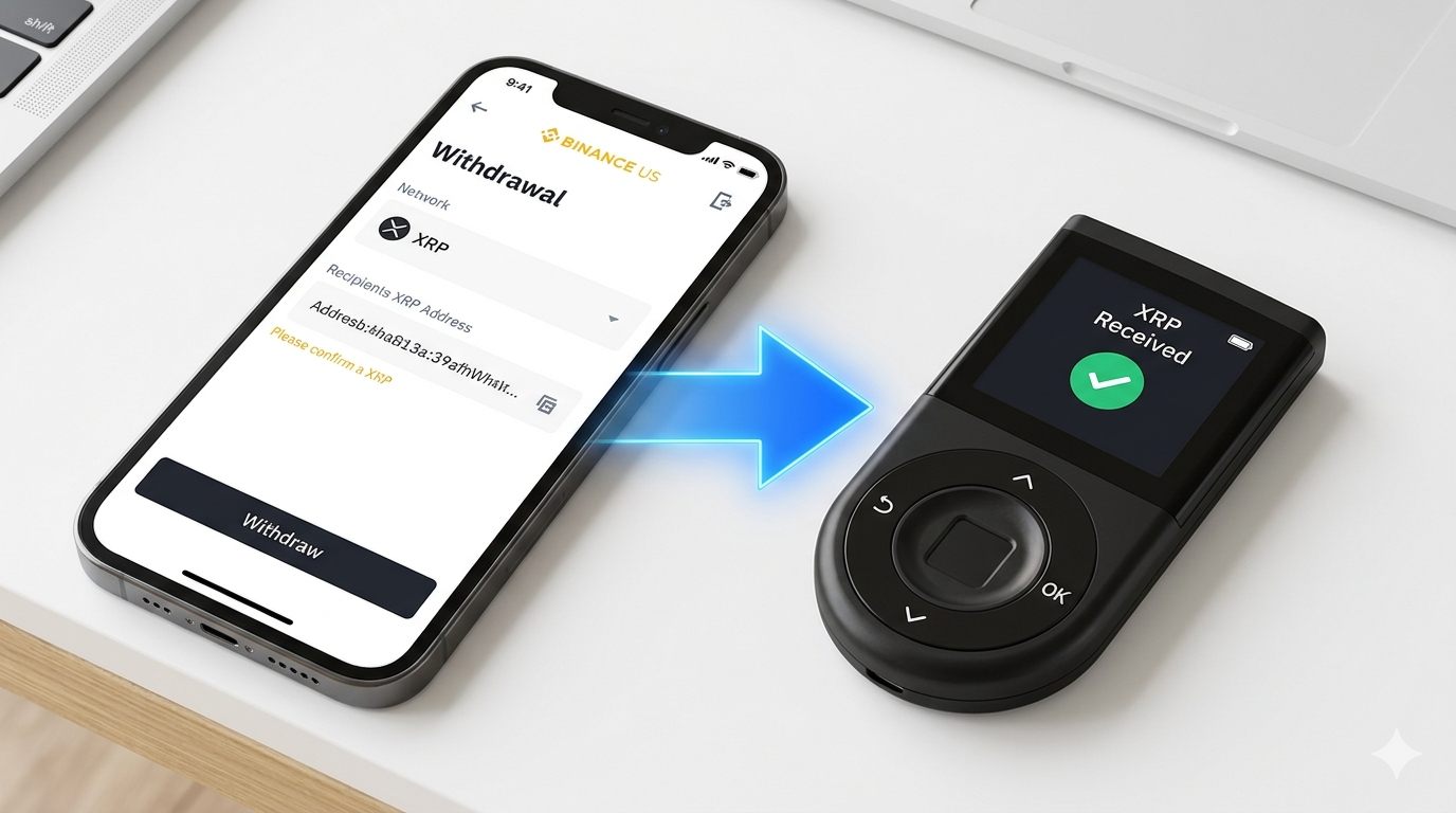 Cómo transferir XRP del exchange a tu hardware wallet: proceso de retiro desde Binance US a D'CENT Biometric Wallet