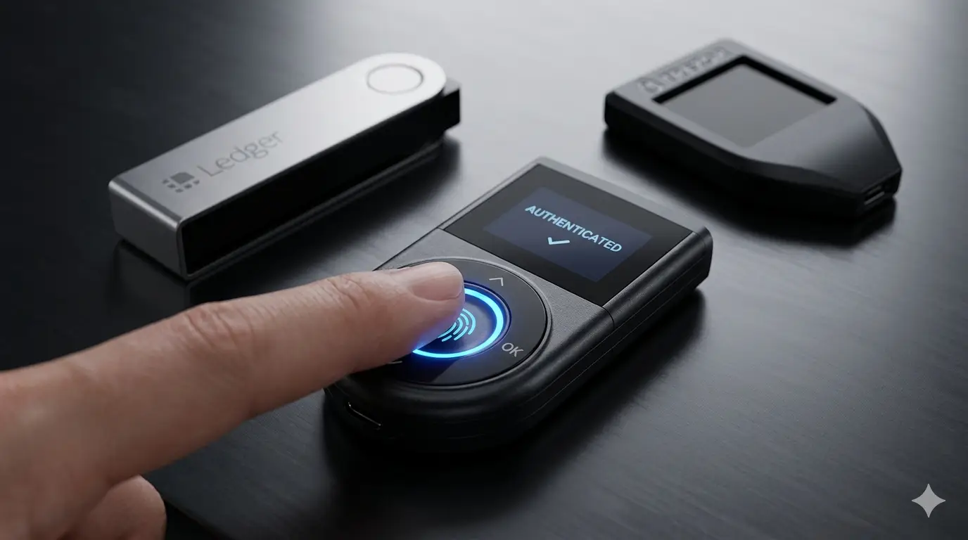 D'CENT Biometric Wallet con autenticación de huella digital: la recomendación del Editor por encima de Ledger y Trezor para XRP