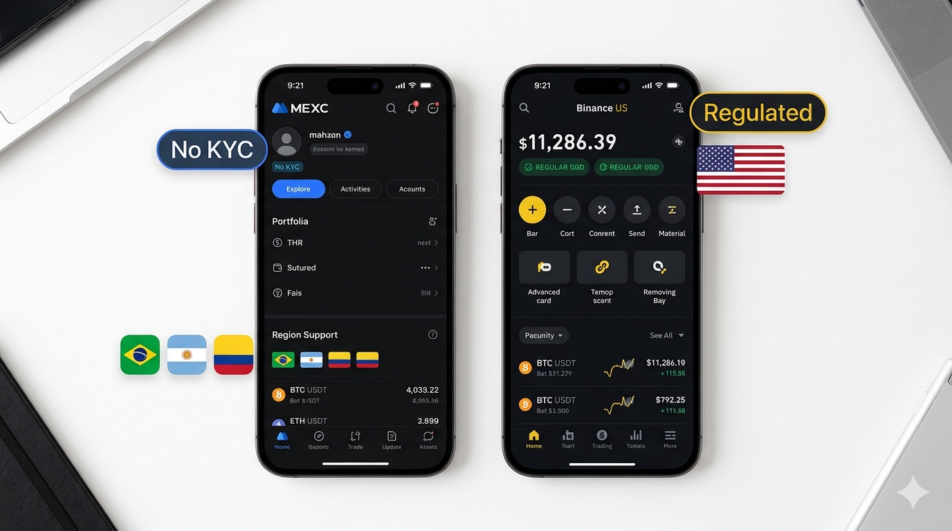 MEXC vs Binance US para comprar XRP: MEXC ideal para Latinoamérica sin KYC, Binance US recomendado para Puerto Rico y EE.UU.