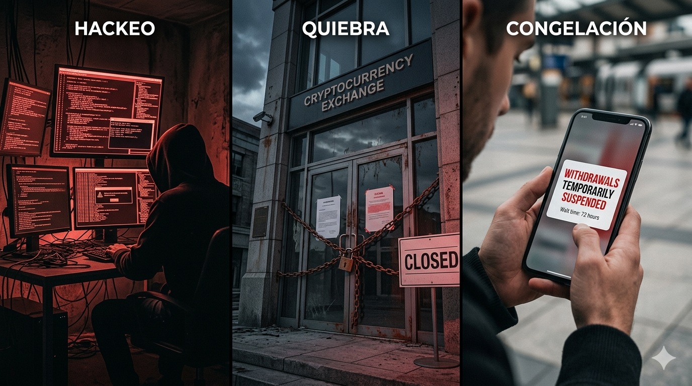 Riesgos de guardar XRP en exchange: hackeos, quiebras como FTX, y congelación de retiros en momentos de volatilidad