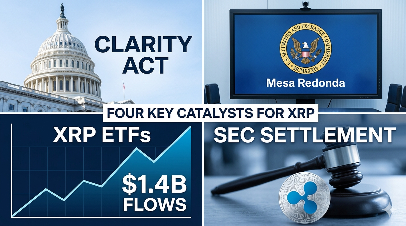 Catalizadores del precio XRP en abril 2026: CLARITY Act, mesa redonda SEC, ETFs de XRP y resolución definitiva caso Ripple vs SEC