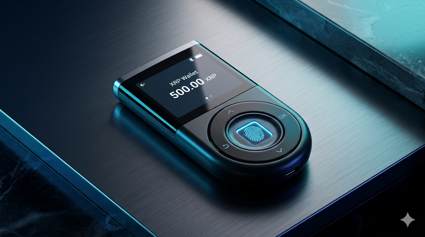 D'CENT Wallet XRP 2026: hardware wallet con sensor de huella dactilar, chip EAL5+, soporte nativo XRP y más de 4,500 criptomonedas — la que usa el Editor