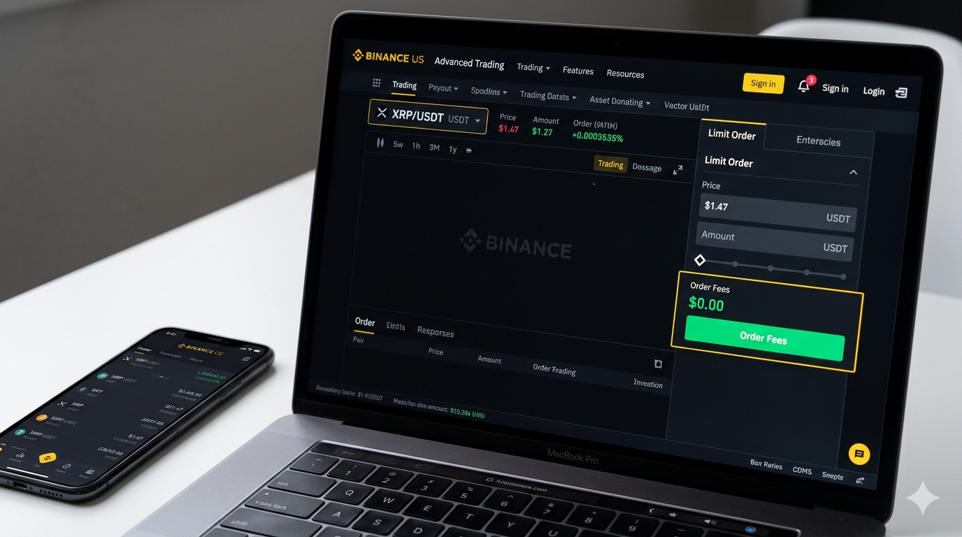 Advanced Trading en Binance US para comprar XRP con 0% comisión: Limit Order XRP/USDT con maker fee $0.00 — la forma más económica de acumular XRP