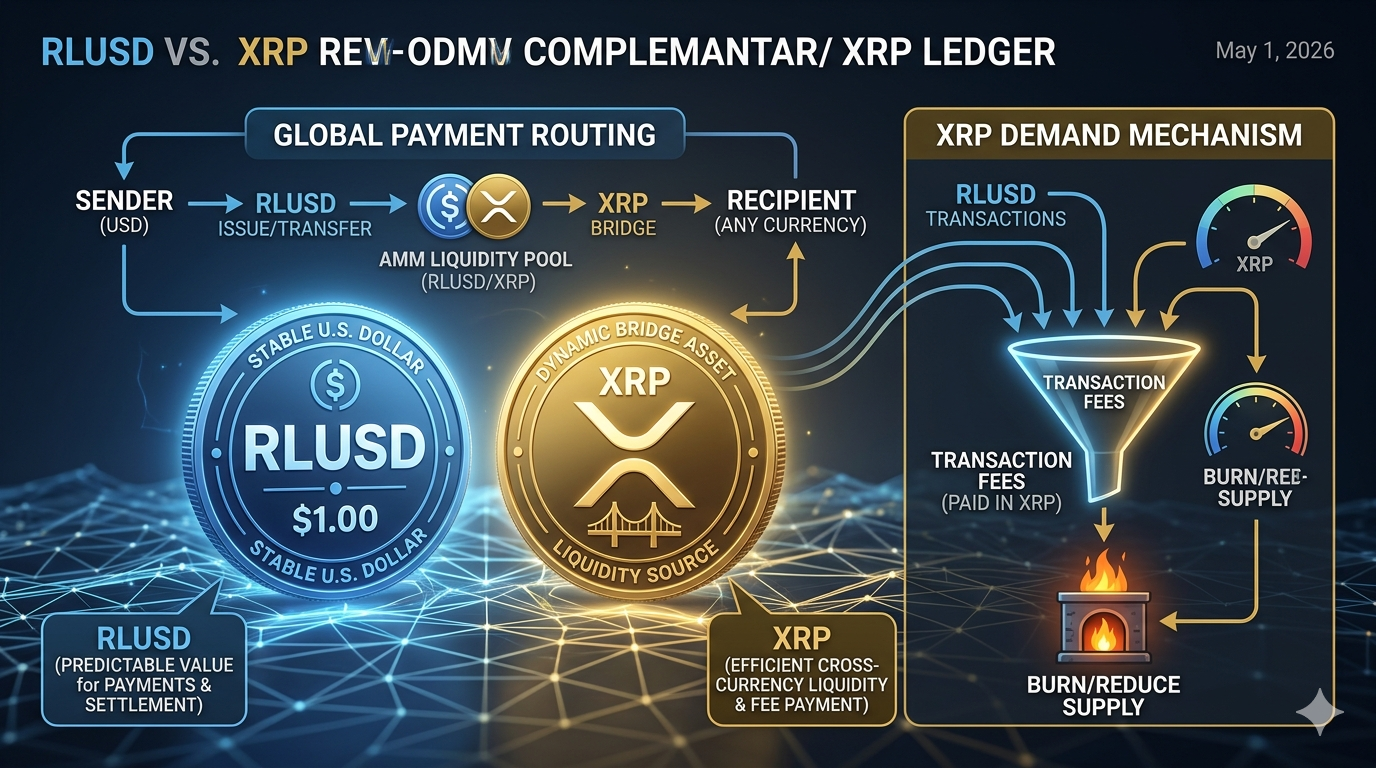 Relación entre RLUSD y XRP: cada transacción de la stablecoin de Ripple quema XRP, aumentando la demanda y siendo deflacionario para el precio