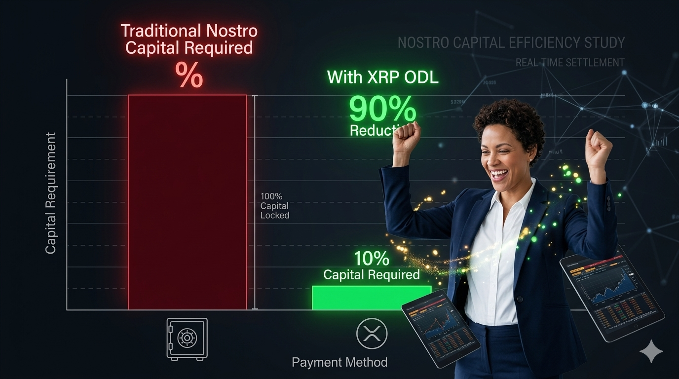 ODL Ripple reduce requerimientos de liquidez Nostro hasta 90%: capital liberado para préstamos e inversiones, expansión sin pre-fondeo y reducción de costos operativos bancarios
