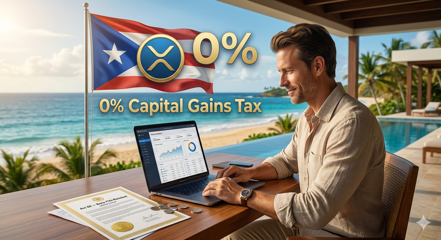 Puerto Rico Act 60 impuestos en criptomonedas 2026: 0% sobre ganancias de capital para residentes bona fide — requisito 183 días, propiedad principal y decreto Act 60