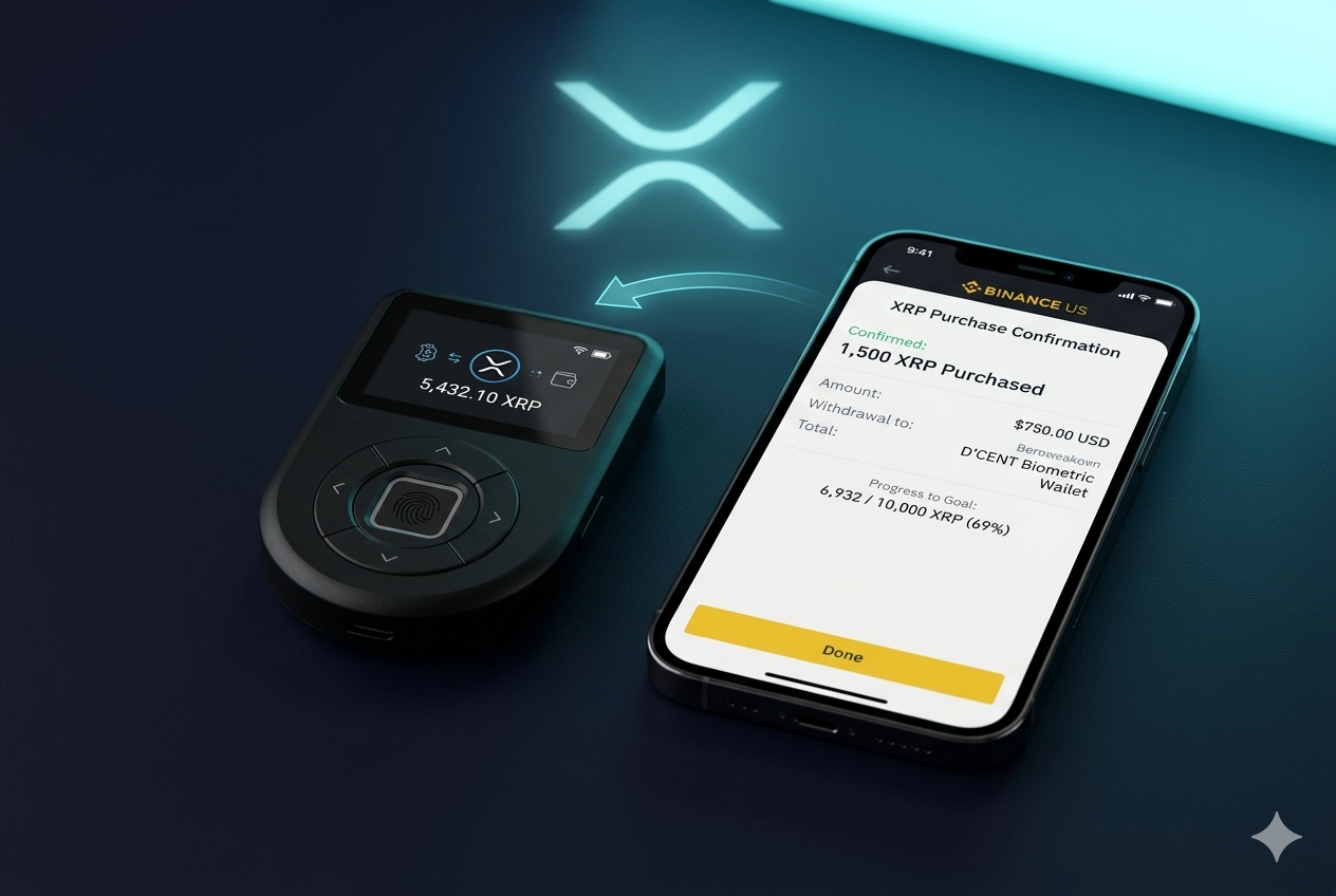 DCA mayo 2026 acumulación XRP: estrategia dollar cost averaging mensual en Binance US con retiro a D'CENT Biometric Wallet en Puerto Rico