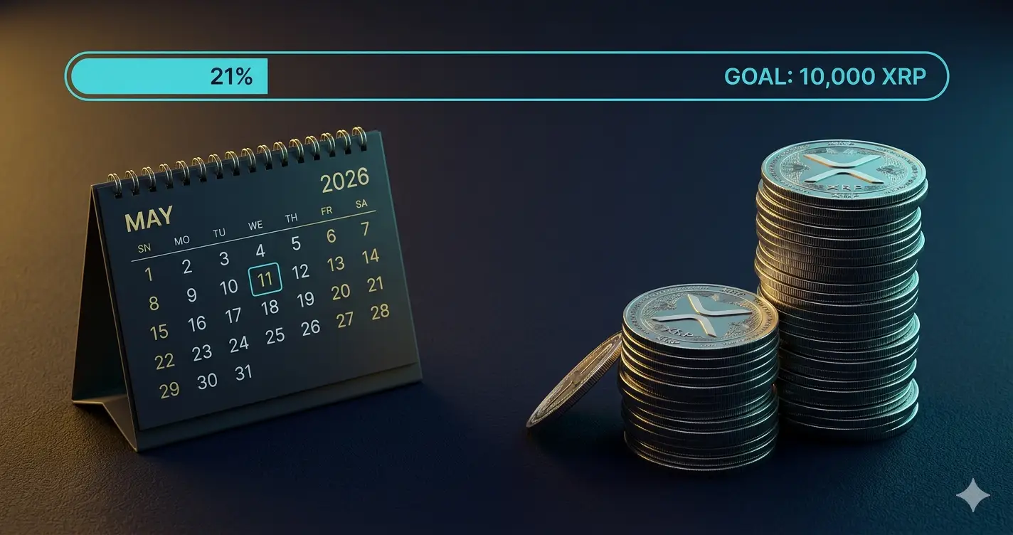 acumulación XRP 2026 reporte mayo: 2,102.9 XRP acumulados de meta 10,000 — estrategia DCA mensual Puerto Rico