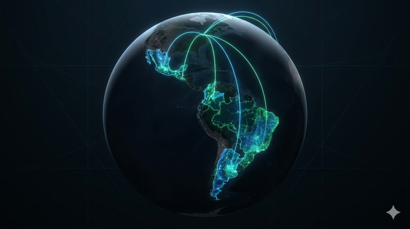 Adopción XRP en LATAM por países 2026 Mapa de Latinoamérica con países con mayor adopción de XRP en 2026 — México, Colombia, Argentina, Brasil, El Salvador y Guatemala destacados