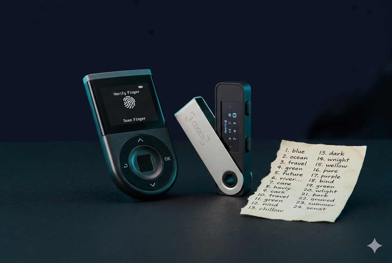 Glosario XRP — Wallets y custodia Términos de wallets y custodia en el glosario XRP 2026 — hardware wallet, seed phrase, hot wallet y cold wallet explicados