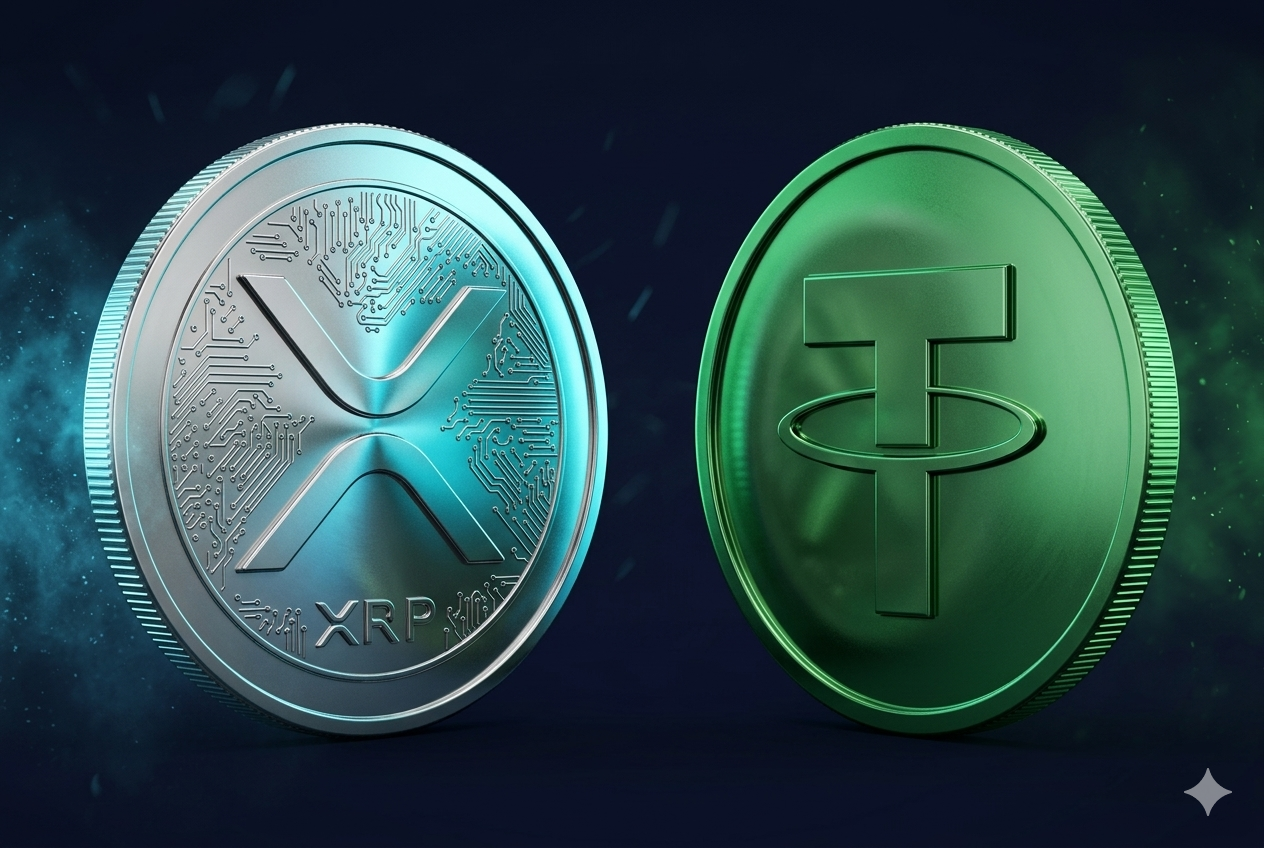 XRP vs USDT 2026 — dos monedas enfrentadas en composición VS para acumuladores en LATAM