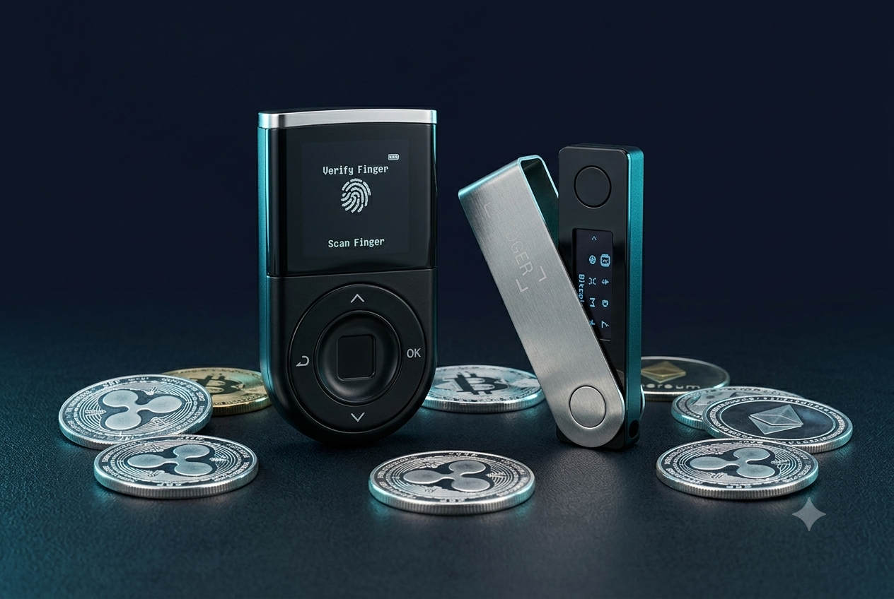 D'CENT Biometric Wallet y Ledger Nano S Plus para guardar XRP de forma segura: la recomendación del Editor en 2026