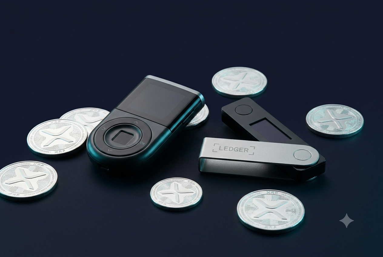 D'CENT Biometric Wallet y Ledger Nano S Plus para guardar XRP de forma segura