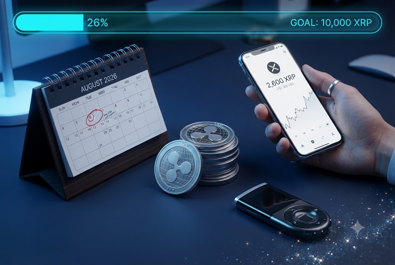 Mi Progreso hacia 10,000 XRP en Agosto 2026 — Reporte Mensual acumulación XRP 2026 reporte agosto: 2,600 XRP acumulados de meta 10,000 (26%) — estrategia DCA mensual Puerto Rico