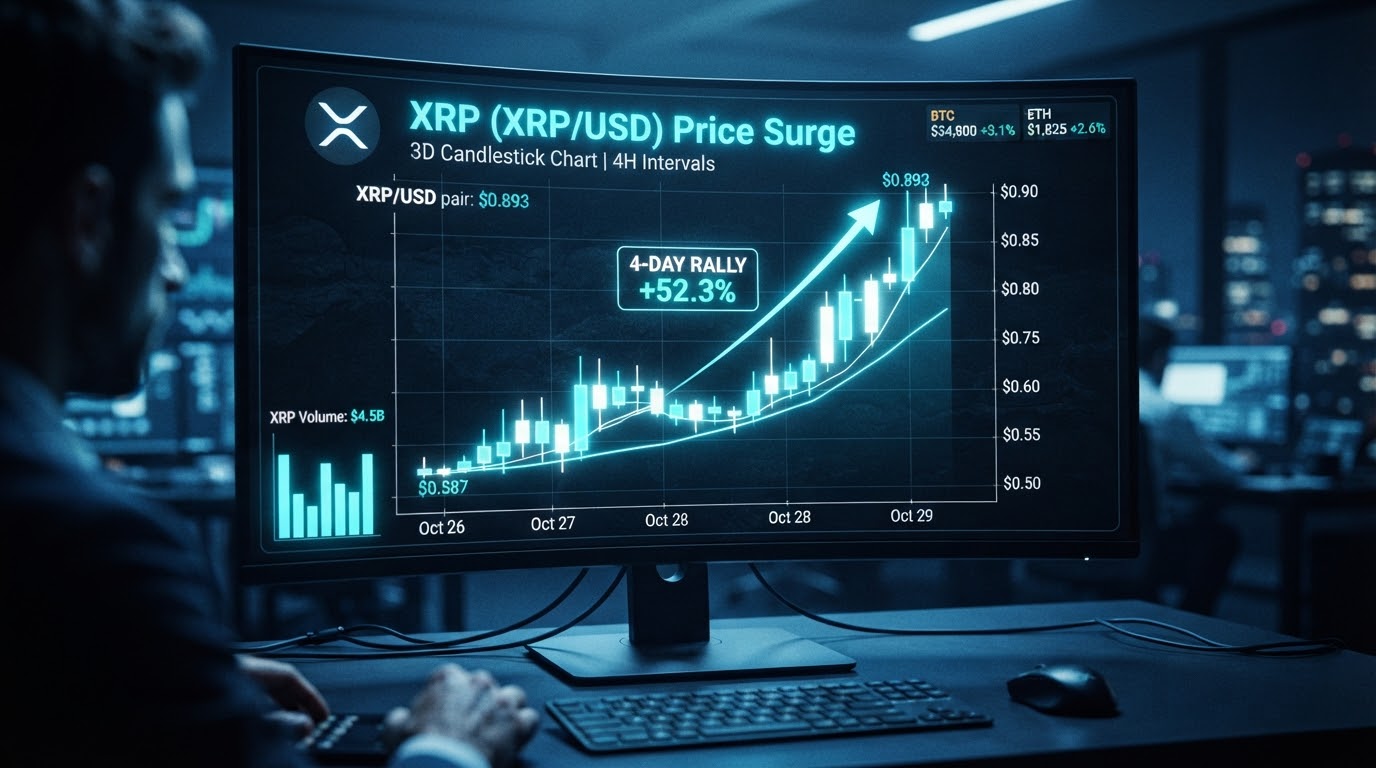 XRP sube 52% en 4 días agosto 2026 — rally, ballenas y corrección